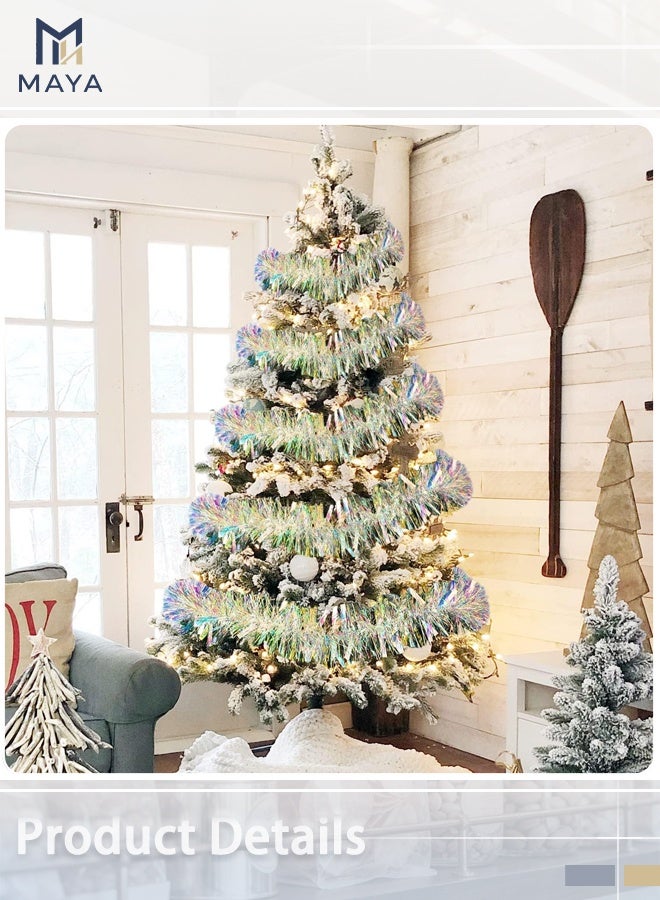 Maya 6-meter Iridescent White Holiday Tinsel Garland for Birthday, Weddings, Party Decorations, Xmas Foil Tinsel Garland for All-Season Home Indoor Outdoor Party Supplies(Iridescent White) - Image 4