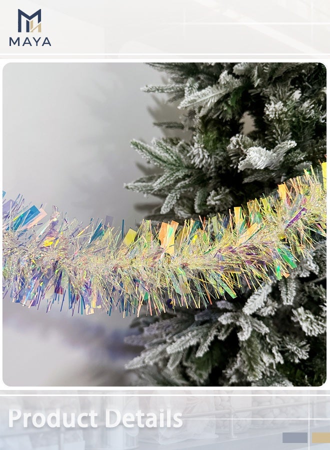 Maya 6-meter Iridescent White Holiday Tinsel Garland for Birthday, Weddings, Party Decorations, Xmas Foil Tinsel Garland for All-Season Home Indoor Outdoor Party Supplies(Iridescent White) - Image 2