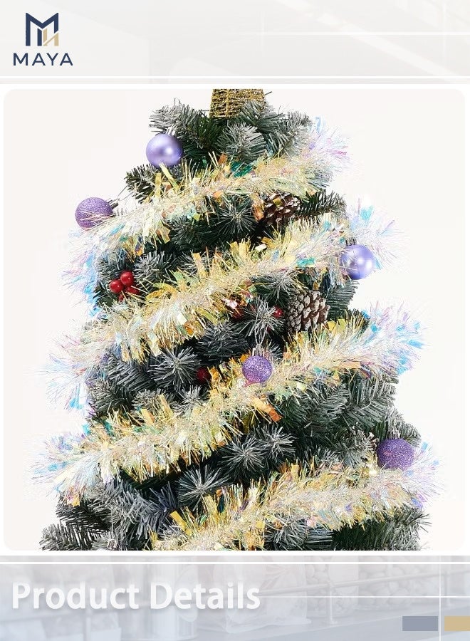 Maya 6-meter Iridescent White Holiday Tinsel Garland for Birthday, Weddings, Party Decorations, Xmas Foil Tinsel Garland for All-Season Home Indoor Outdoor Party Supplies(Iridescent White) - Image 5