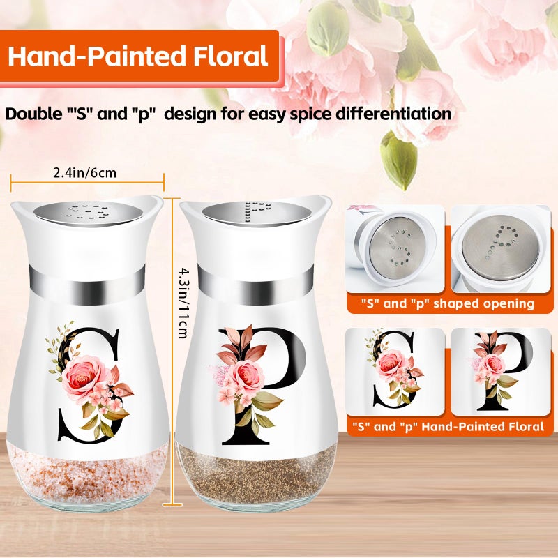 H&Foumre Salt and Pepper Shakers Set, 4 oz White Kitchen Accessories, Stainless Steel & Glass Spice Dispenser Classic, Refillable Design, Farmhouse Salt Pepper Shakers Cute Kitchen Decoration - Image 2