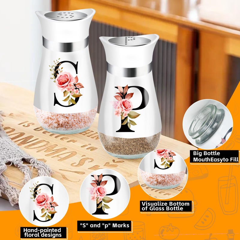 H&Foumre Salt and Pepper Shakers Set, 4 oz White Kitchen Accessories, Stainless Steel & Glass Spice Dispenser Classic, Refillable Design, Farmhouse Salt Pepper Shakers Cute Kitchen Decoration - Image 5