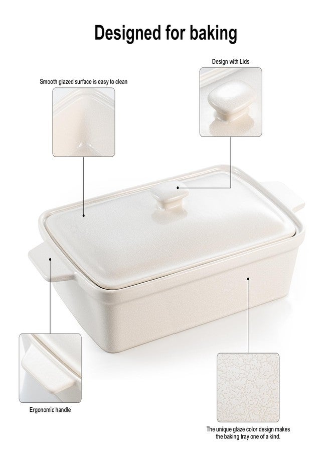 DAFUCERAMIC Casserole dish with Lid, 3.5 Quart Porcelain Baking Dish With Lid, Deep 13 x 9 Casserole Dishes for Oven with Lid, Rectangular Bakeware With Handle, Microwave, Oven Safe - Image 3