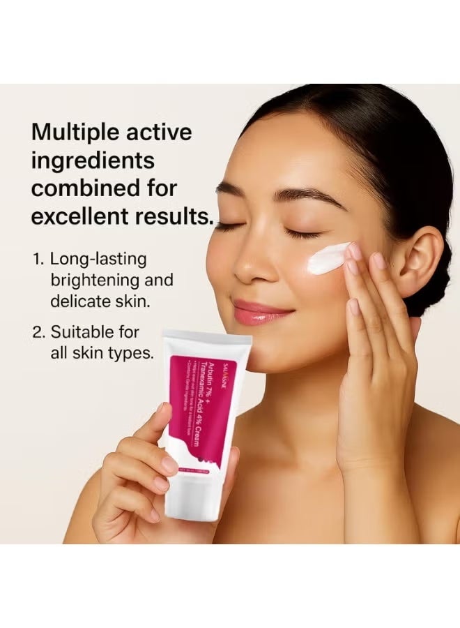 SAUVASINE Arbutin 7% with 4% Tranexamic Acid Cream | Niacinamide Face Moisturizer for Even Skin Tone & Radiance | Centella Asiatica & Hyaluronic Acid for Brightening and Dark Spot Care, 50ml - Image 5