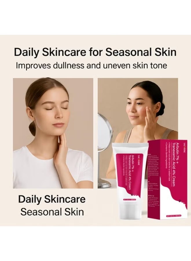 SAUVASINE Arbutin 7% with 4% Tranexamic Acid Cream | Niacinamide Face Moisturizer for Even Skin Tone & Radiance | Centella Asiatica & Hyaluronic Acid for Brightening and Dark Spot Care, 50ml - Image 2
