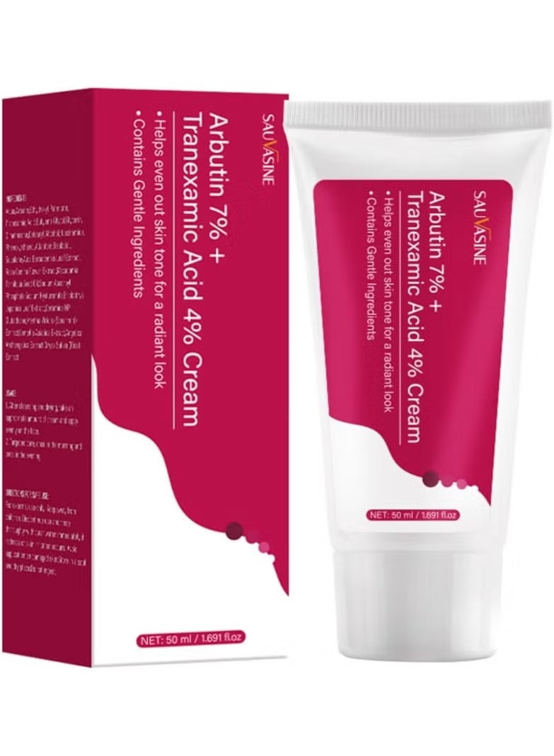 SAUVASINE Arbutin 7% with 4% Tranexamic Acid Cream | Niacinamide Face Moisturizer for Even Skin Tone & Radiance | Centella Asiatica & Hyaluronic Acid for Brightening and Dark Spot Care, 50ml - Image 1