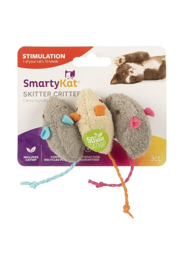 SmartyKat SmartyKat Skitter Critters Cat Toy Catnip Mice, 3/pkg … 