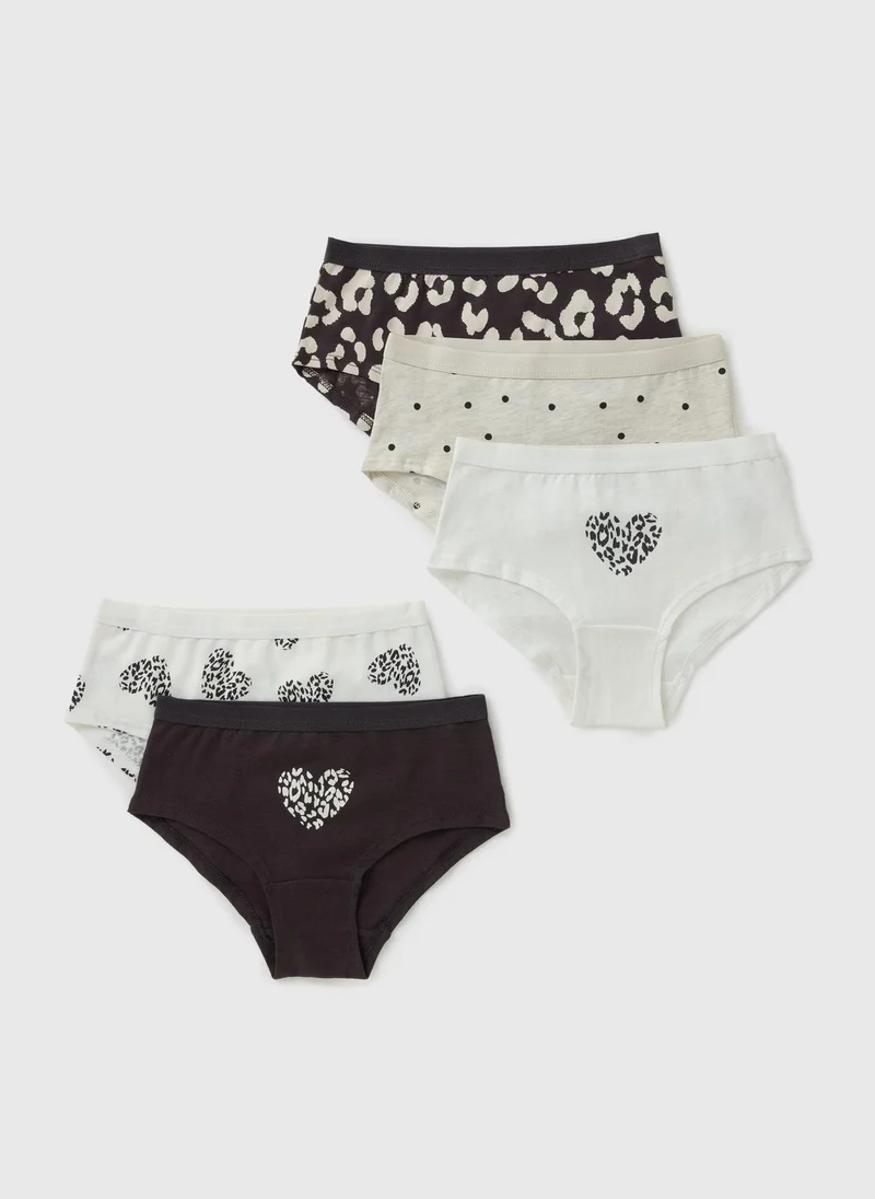 Matalan 5 Pack Girls Nude Leopard Hipster Briefs