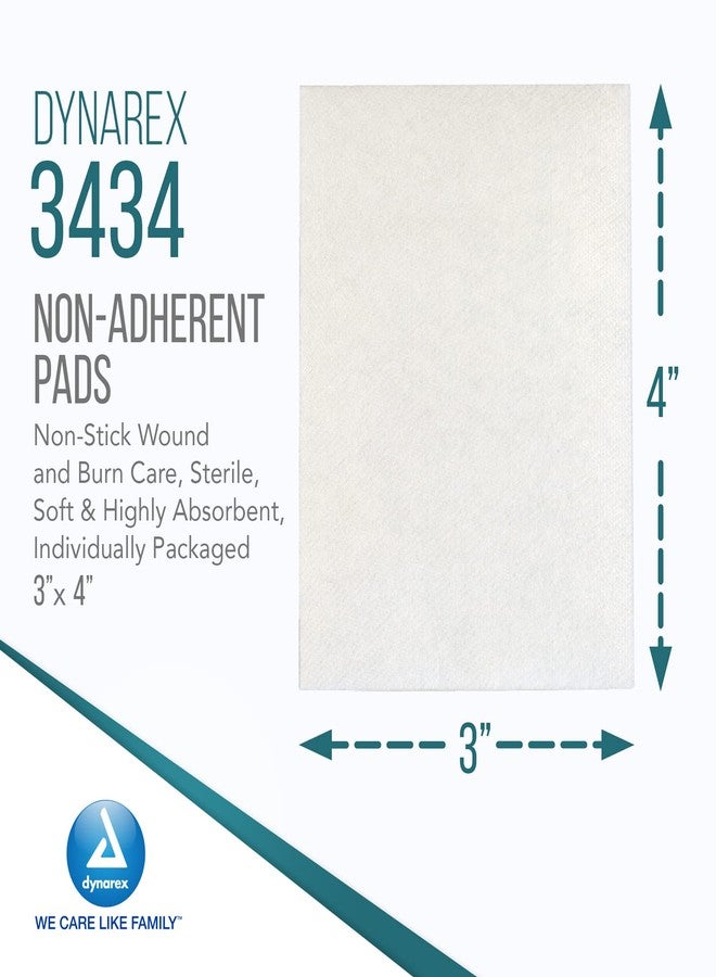 Dynarex Non-Adherent Pads-Sterile, Individually Packaged, Non-Stick Wound and Burn Care, Soft & Highly Absorbent, 3” x 4”, 1 Box of 100 Non-Adherent Pads-Sterile - Image 2