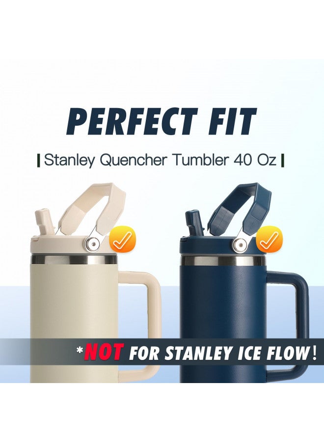 Marchoose Marchoose 2 Pcs Tumbler Flip Straw Lid Replacement fit for 40 oz Stanley Quencher, Leak-Proof, Easy Handling, Perfect Fit, Blush  - Image 1