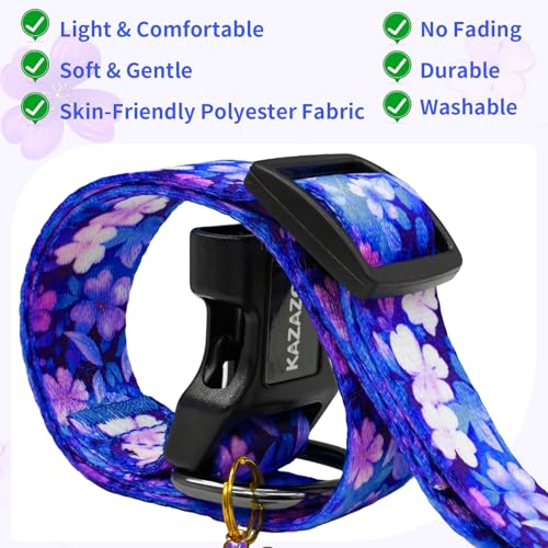 Kazazoo Dog Collar Cute and Soft Nylon Puppy Collar Girl, Adjustable Dog Collars for Small Medium Dogs, Purple Flowers-M - Image 3