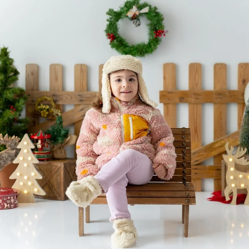 Mama Yoyo Faux Fur Girl's Coat Flower Pattern