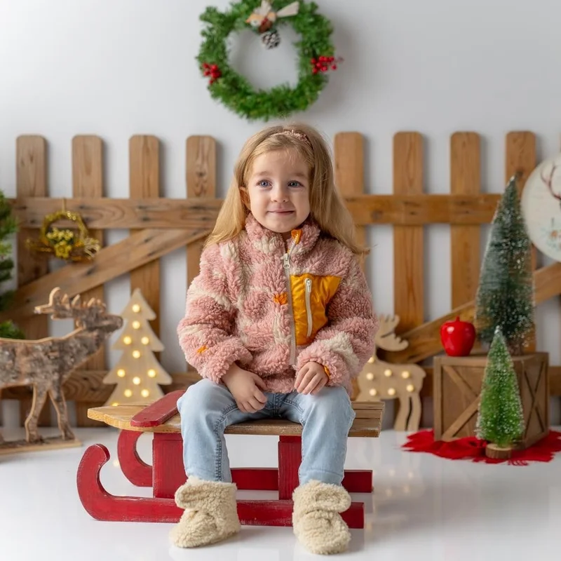 Mama Yoyo Faux Fur Girl's Coat Flower Pattern