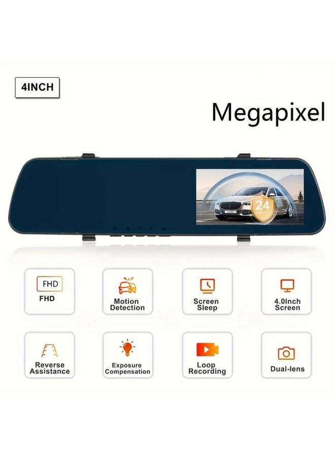 4 Inch 4MP HD Dash Cam 170 Degree Wide Angle IR Night Vision Parking Mode Black - Image 2