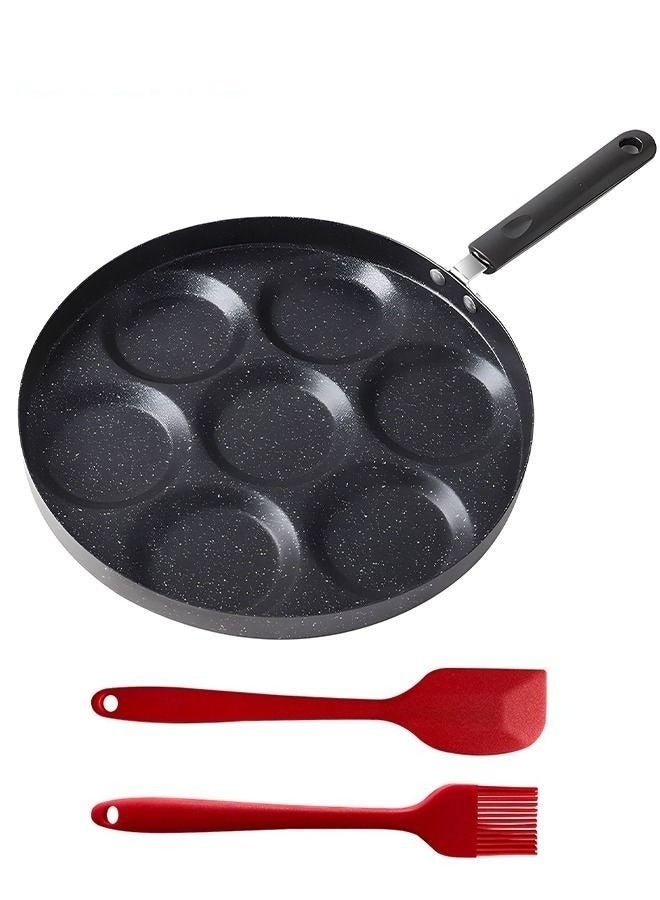 ميكسد مقلاة البيض غير اللاصقة بسعة 7 أكواب - مع طباخ وملعقة وفرشاة - مناسبة لموقد الغاز وموقد التحت الحمراء - Image 1