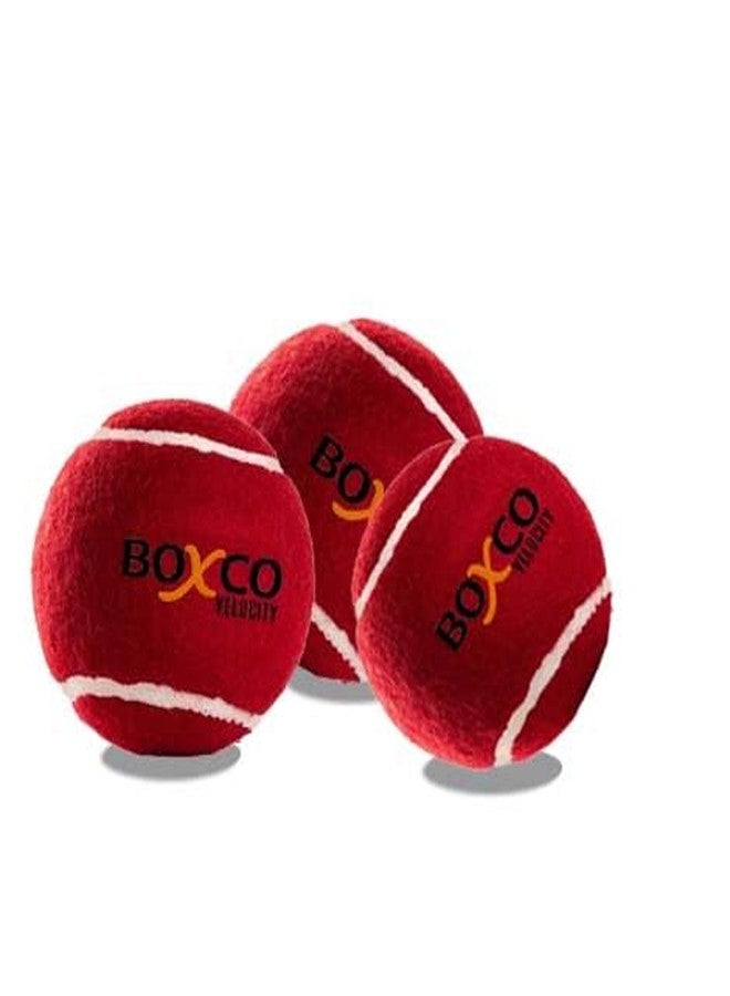 BOXCO Velocity Heavy Weight Tennis Cricket Ball, Standard Size, Maroon (Pack of 3) - Image 1