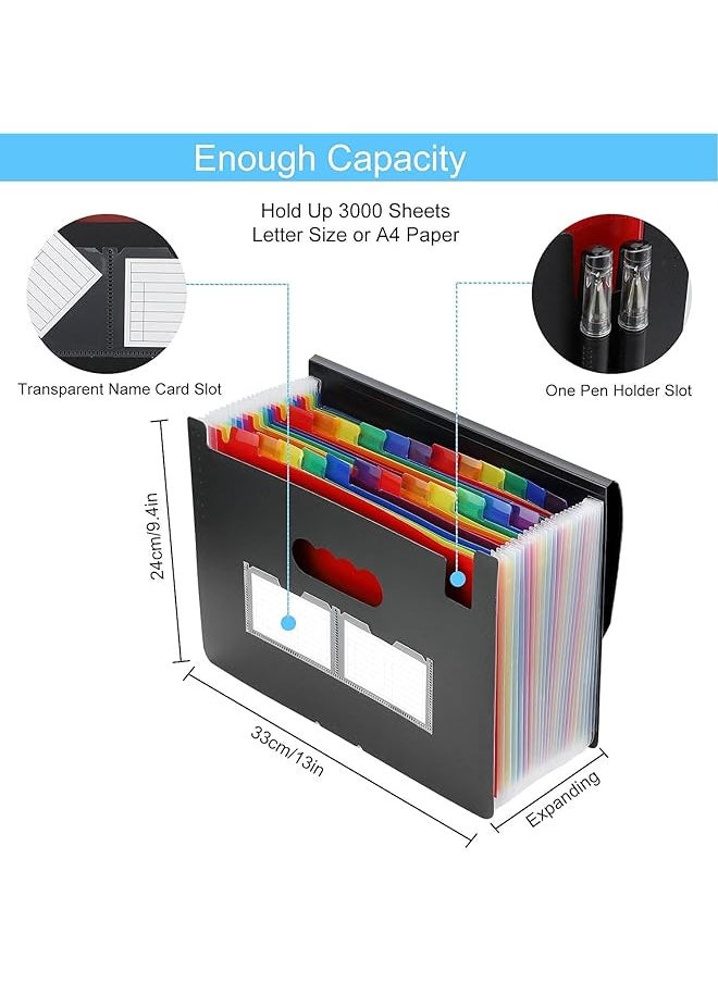 X spring - Expanding File Folder 25 Pockets Document Folder Portable Document Organizer With Colored Tabs File Organizer - Image 1