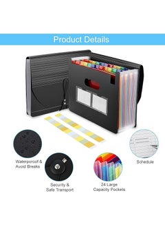 X spring Expanding File Folder 25 Pockets Document Folder Portable Document Organizer With Colored Tabs File Organizer  - Image 2