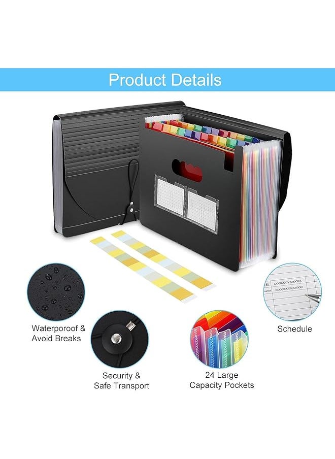 X spring - Expanding File Folder 25 Pockets Document Folder Portable Document Organizer With Colored Tabs File Organizer - Image 1