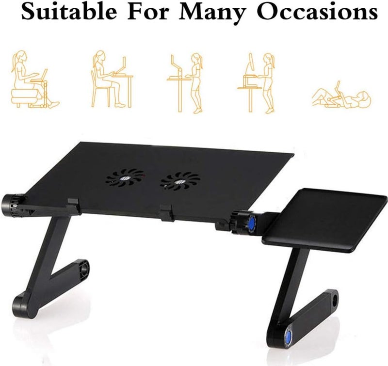 Laptop Stand,Portable Laptop Bed Tray Table,Adjustable Height and Angle,Suitable for Bedroom,Living Room,Sofa,Black - Image 4