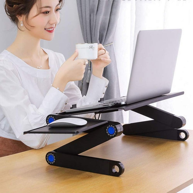 Laptop Stand,Portable Laptop Bed Tray Table,Adjustable Height and Angle,Suitable for Bedroom,Living Room,Sofa,Black - Image 2