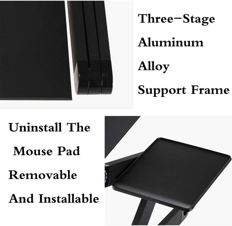 Laptop Stand,Portable Laptop Bed Tray Table,Adjustable Height and Angle,Suitable for Bedroom,Living Room,Sofa,Black - Image 5