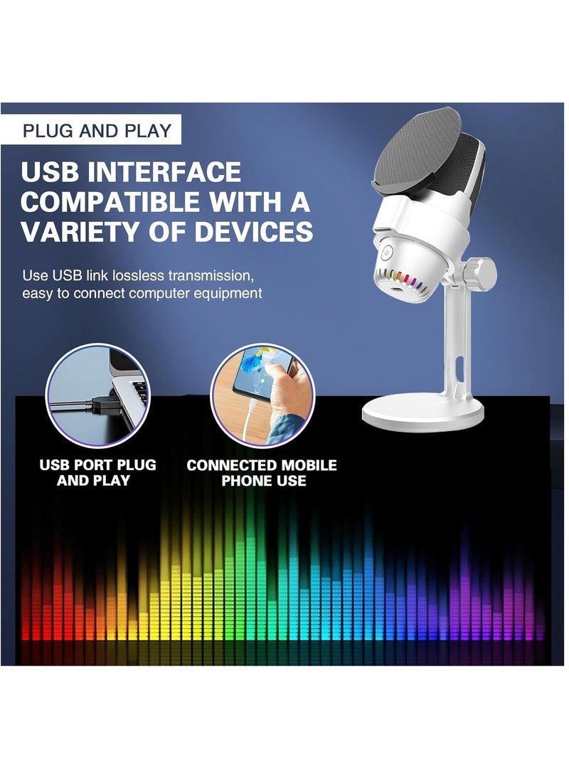 Captaintech Condenser Microphone, USB Computer Gaming Mic for/PC/PS4/ PS5/Desktop, Plug & Play, RGB Light, Pop Filter, Studio Microphone for Gaming, Streaming, Recording, Podcasts, Twitch, YouTube, Discord - Image 2
