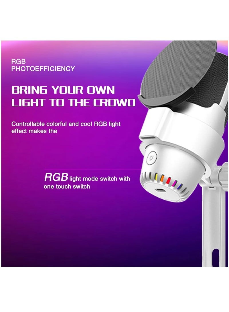 Captaintech Condenser Microphone, USB Computer Gaming Mic for/PC/PS4/ PS5/Desktop, Plug & Play, RGB Light, Pop Filter, Studio Microphone for Gaming, Streaming, Recording, Podcasts, Twitch, YouTube, Discord - Image 3