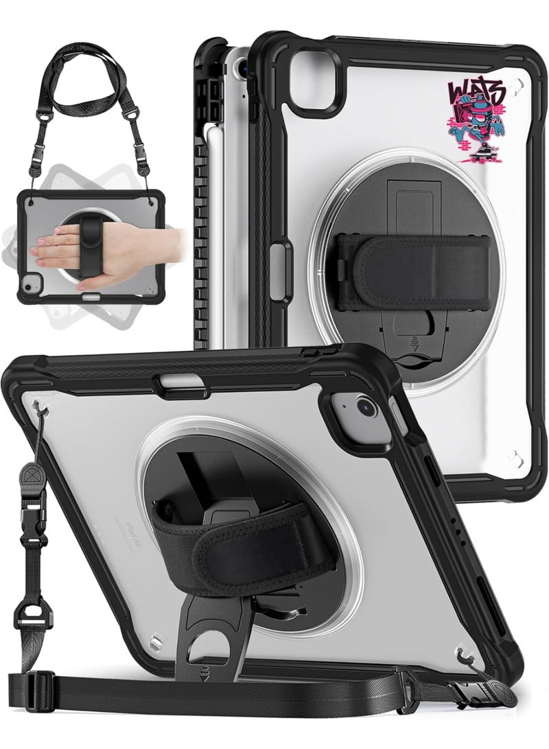 Case for iPad Air 11 inch M3/M2(2025/2024) and Air 5th/4th Generation 10.9‘’ & Pro 11inch 4th/3rd/2nd/1st(22/21/20/18) Cover with Pencil Holder,Screen Protector,Hand Stand, pen, Black - Image 1