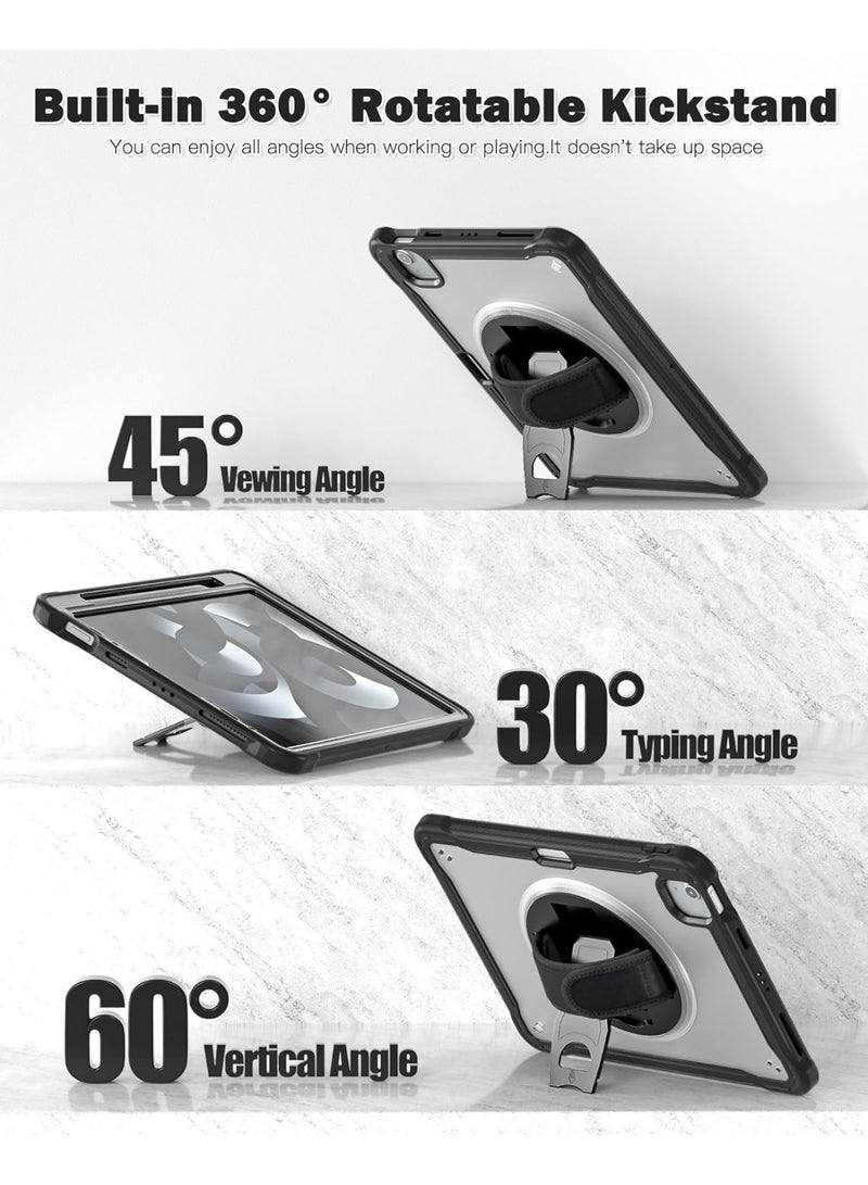 Case for iPad Air 11 inch M3/M2(2025/2024) and Air 5th/4th Generation 10.9‘’ & Pro 11inch 4th/3rd/2nd/1st(22/21/20/18) Cover with Pencil Holder,Screen Protector,Hand Stand, pen, Black - Image 5