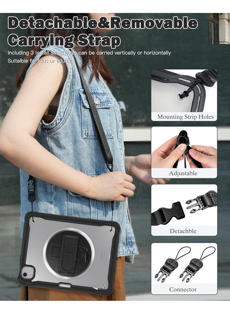 Case for iPad Air 11 inch M3/M2(2025/2024) and Air 5th/4th Generation 10.9‘’ & Pro 11inch 4th/3rd/2nd/1st(22/21/20/18) Cover with Pencil Holder,Screen Protector,Hand Stand, pen, Black - Image 3