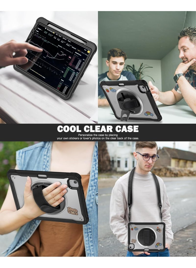 Case for iPad Air 11 inch M3/M2(2025/2024) and Air 5th/4th Generation 10.9‘’ & Pro 11inch 4th/3rd/2nd/1st(22/21/20/18) Cover with Pencil Holder,Screen Protector,Hand Stand, pen, Black - Image 2