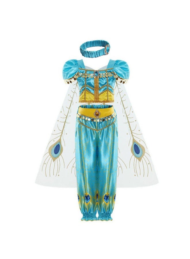 NIBEMINENT Princess Jasmine Classic puffed-sleeve Princess Christmas Aladdin Magic Lamp Dress - Image 1