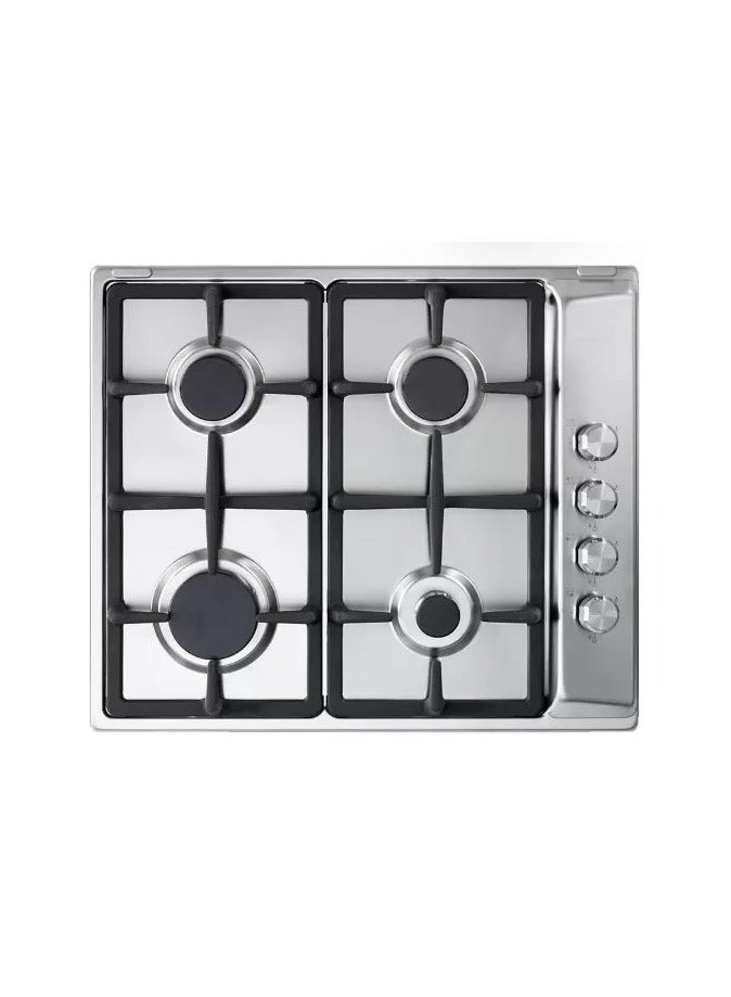 Elba 4-Burner Gas Hob, Cast Iron Hob, 60cm, Full Safety, Stainless Steel ENS65-444XD - Image 1