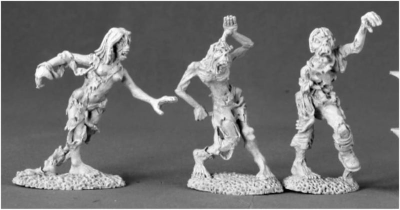 Reaper Zombies Miniatures Set - Dark Heaven Legends (3 Unpainted Figures)