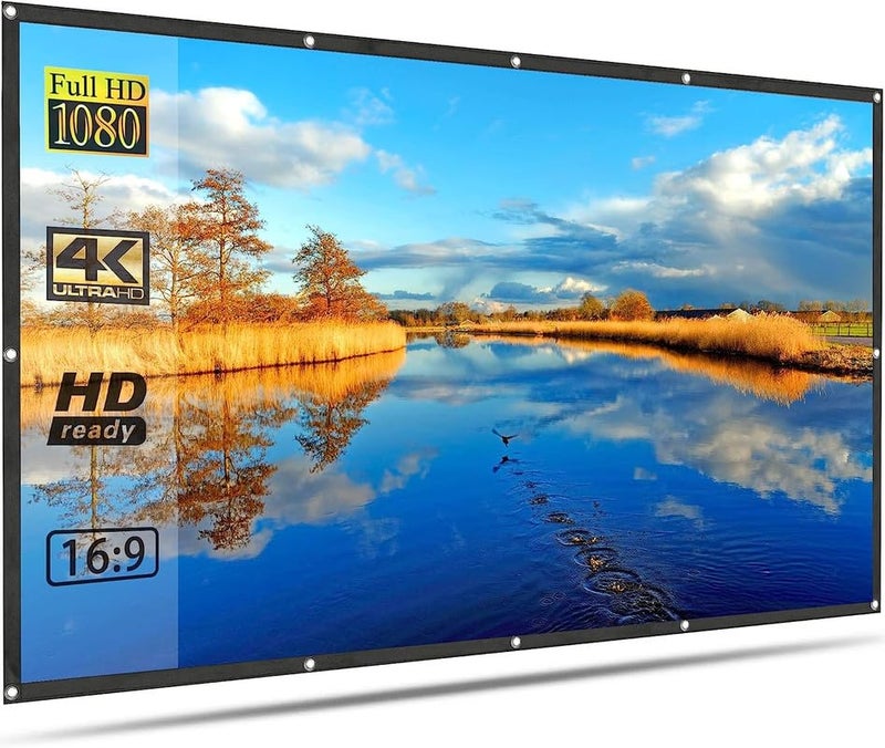 Spline 8Feet x 8Feet Projector Screen,4K 1:1 Portable Eyelet Premium Video Foldable Projection for HD Home Theater Cinema Anti-Crease Indoor Outdoor Office Classroom - Image 1