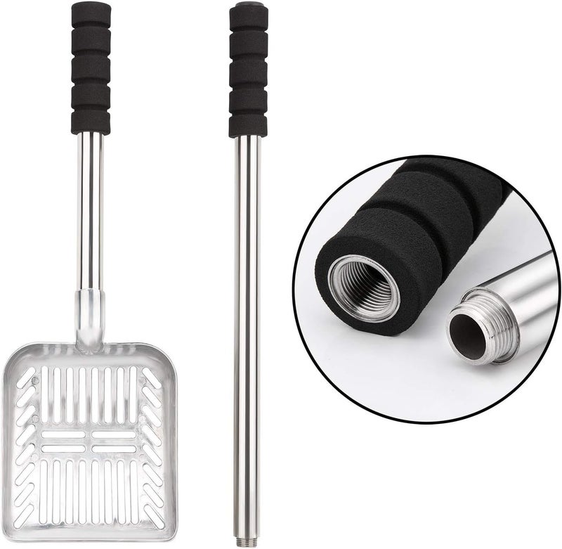 Yangbaga Metal Cat Litter Scoop with Deep Shovel&Long Handle,Detachable Stainless Steel Non-Stick Litter Sifter with Foam Padded Grip, No Bending Back Heavy Duty Cat Litter Scooper - Image 5