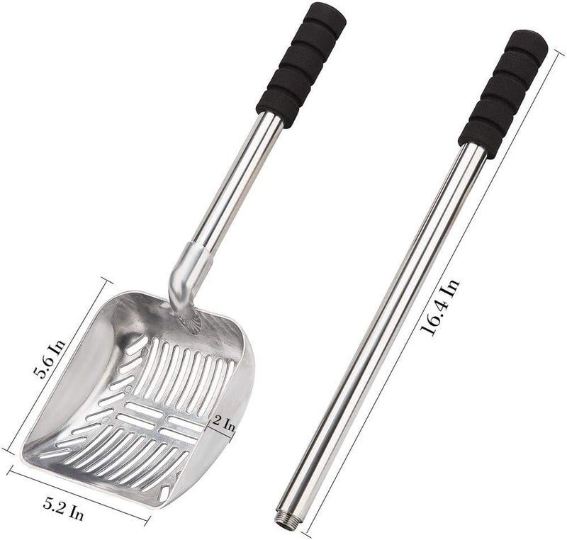 Yangbaga Metal Cat Litter Scoop with Deep Shovel&Long Handle,Detachable Stainless Steel Non-Stick Litter Sifter with Foam Padded Grip, No Bending Back Heavy Duty Cat Litter Scooper - Image 4