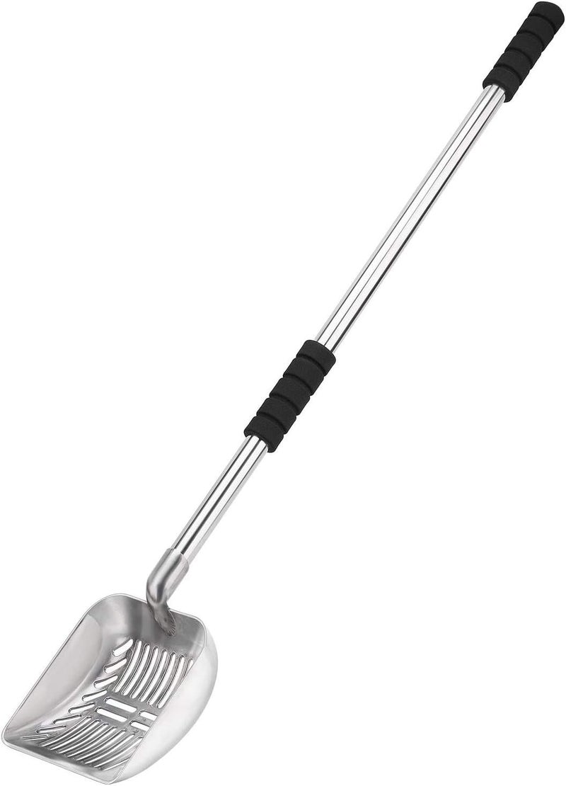 Yangbaga Metal Cat Litter Scoop with Deep Shovel&Long Handle,Detachable Stainless Steel Non-Stick Litter Sifter with Foam Padded Grip, No Bending Back Heavy Duty Cat Litter Scooper - Image 1