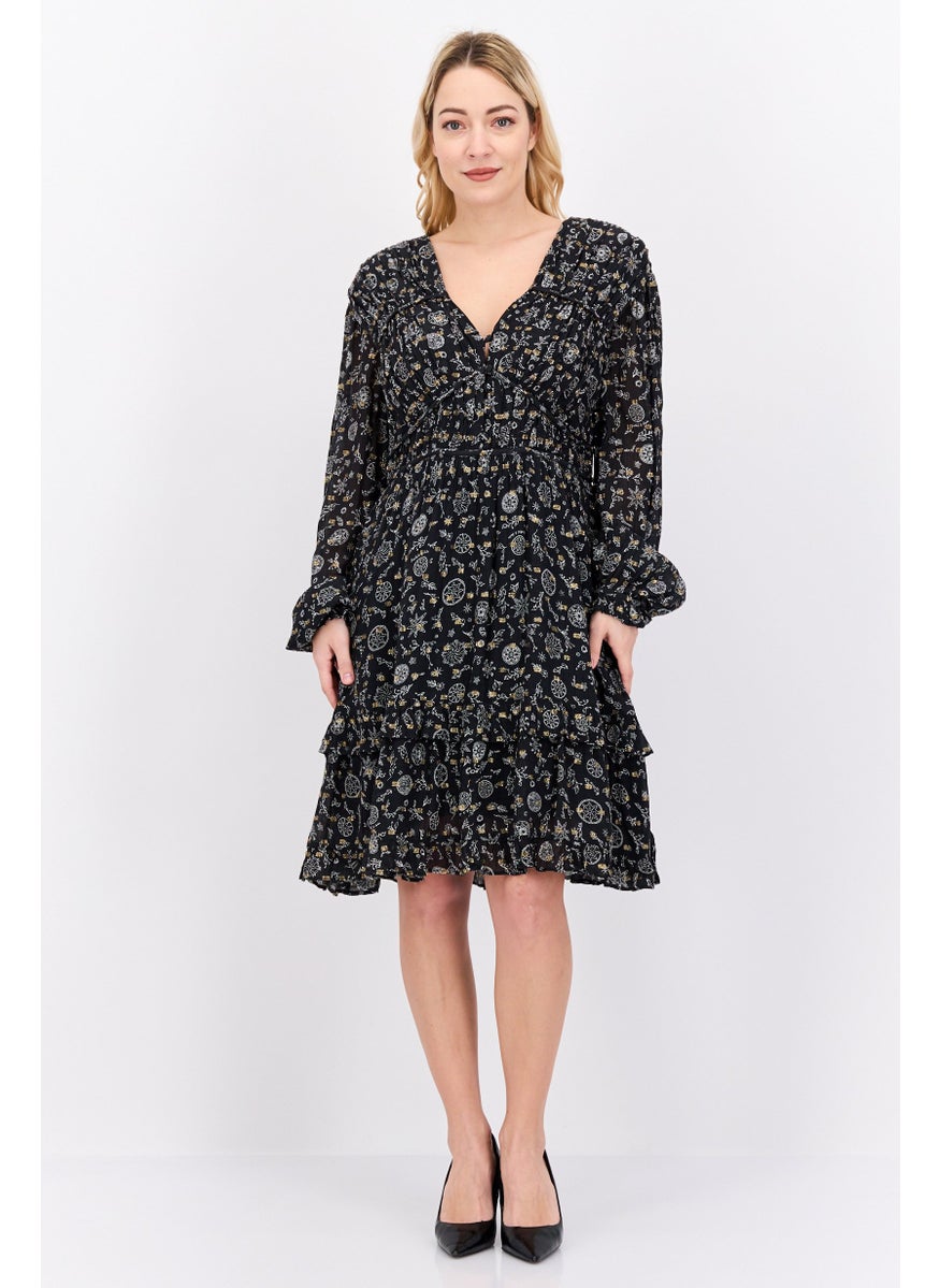 Scotch & Soda Women Allover Print Mini Dress, Black Combo  - Image 4