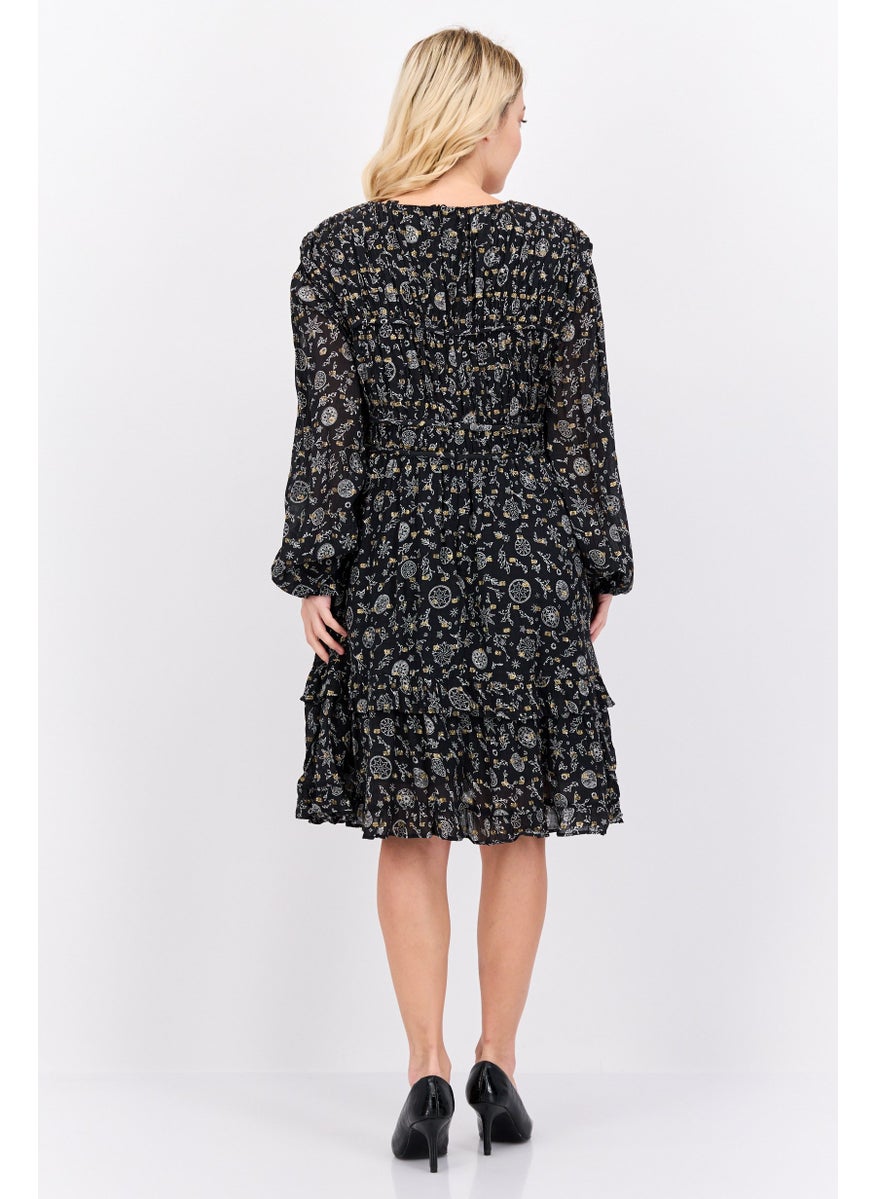 Scotch & Soda Women Allover Print Mini Dress, Black Combo  - Image 3