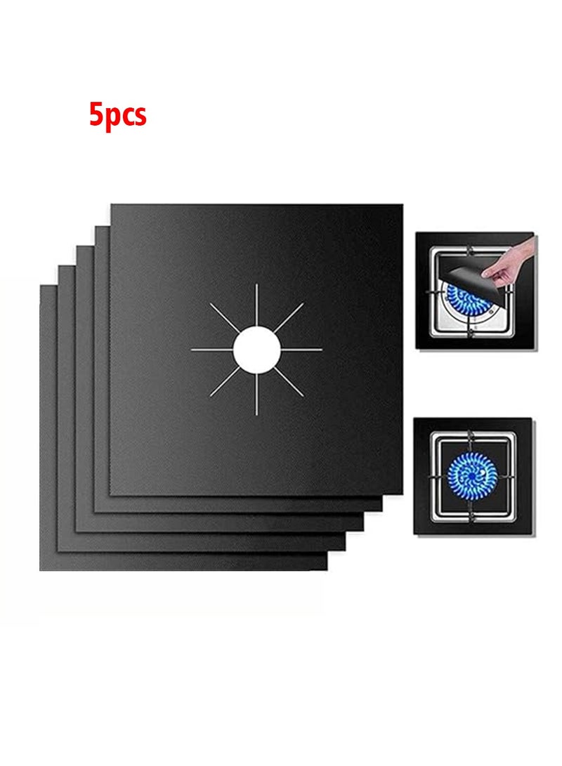 5 Pcs Reusable Non-Stick Black Stovetop Protectors,Stove Burner Covers Double Thickness for Kitchen and Easy to Clean（Black）  - Image 1