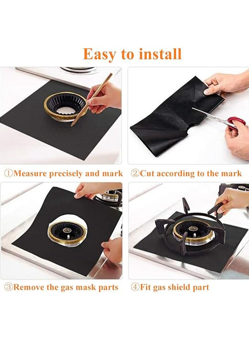 5 Pcs Reusable Non-Stick Black Stovetop Protectors,Stove Burner Covers Double Thickness for Kitchen and Easy to Clean（Black）  - Image 2