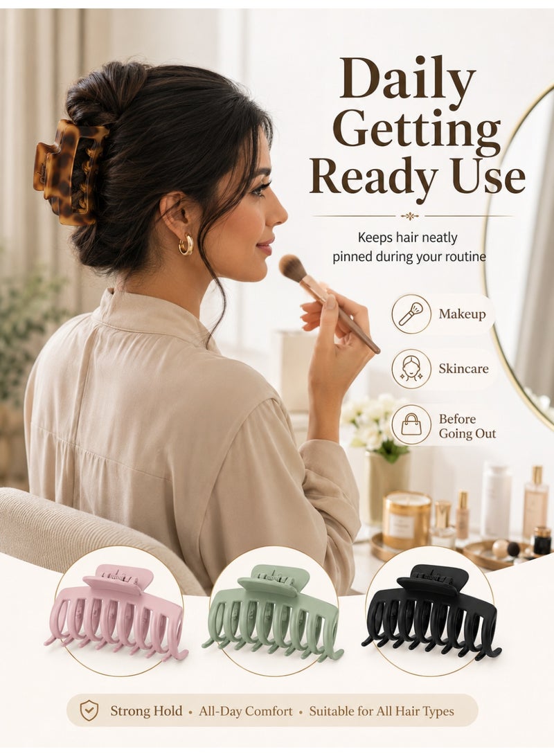 MSQ 8-Piece Strong Hold Hair Claw Clips Multicolour 2 Styles Nonslip Medium Large Jaw Clip for Women and Girls, 4 Square Matte and 4 Bright Acrylic Hair Clamps for Thick Thin Fine Long Hair - Image 3
