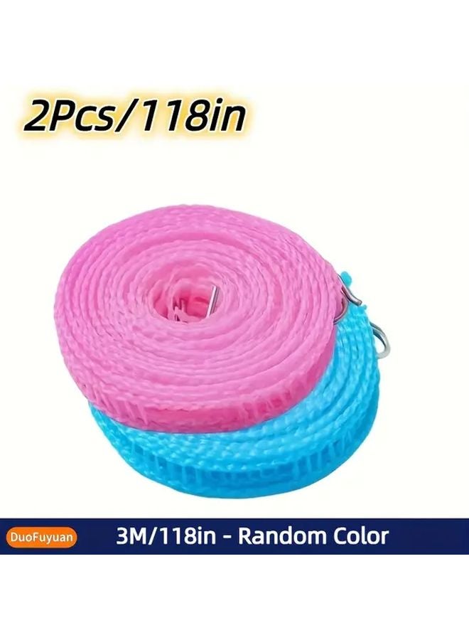 Upgraded Thickened Portable Clothesline 2 Strips 118 Inch Non Slip Windproof For Camping Travel Home - Image 1