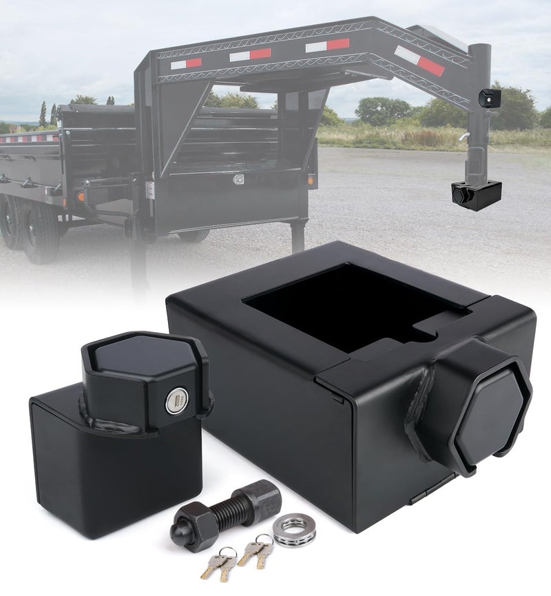 Aupar PatentDesigned Gooseneck Trailer Lock Kit Fit for Most 7Inch Bottom Plate Couplers Heavy Duty Trailer Lock Fit Square Round Trailer Tube Black