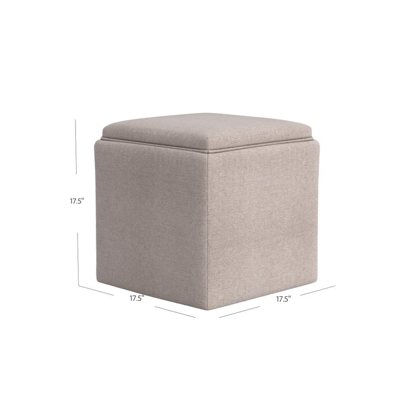 Homepop Home Decor |HomePop Storage Ottoman with Tray Top|Upholstered Modern Square Storage Ottoman with Storage for Living Room & Bedroom, Light Brown Woven - Image 4
