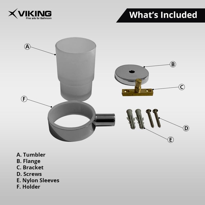Viking Tumbler Holder - Frosted Glass with Chrome Finish | Toothbrush Stand/Bathroom Accessories - Image 5