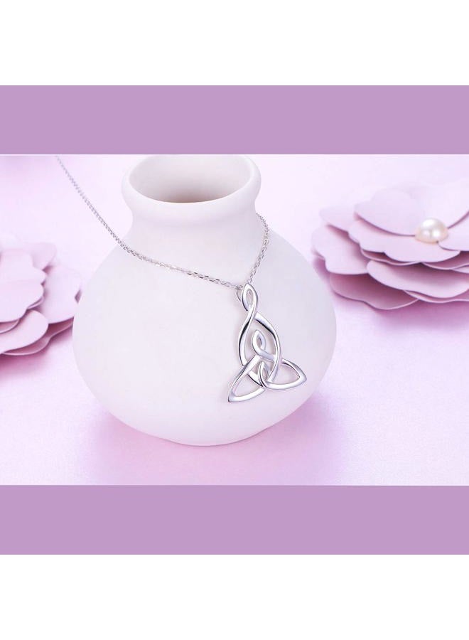 Flyow 925 Sterling Silver Celtic Motherhood Knot Necklace Jewelry for Women Mom Birthday Gift, 18 Inch, Sterling Silver, No Gemstone - Image 3
