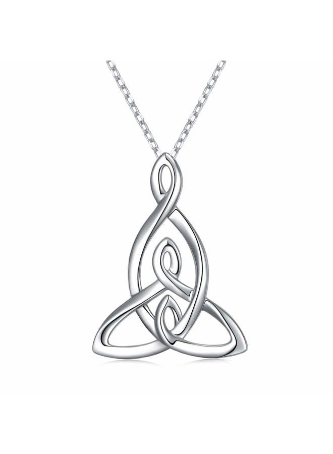 Flyow 925 Sterling Silver Celtic Motherhood Knot Necklace Jewelry for Women Mom Birthday Gift, 18 Inch, Sterling Silver, No Gemstone - Image 1