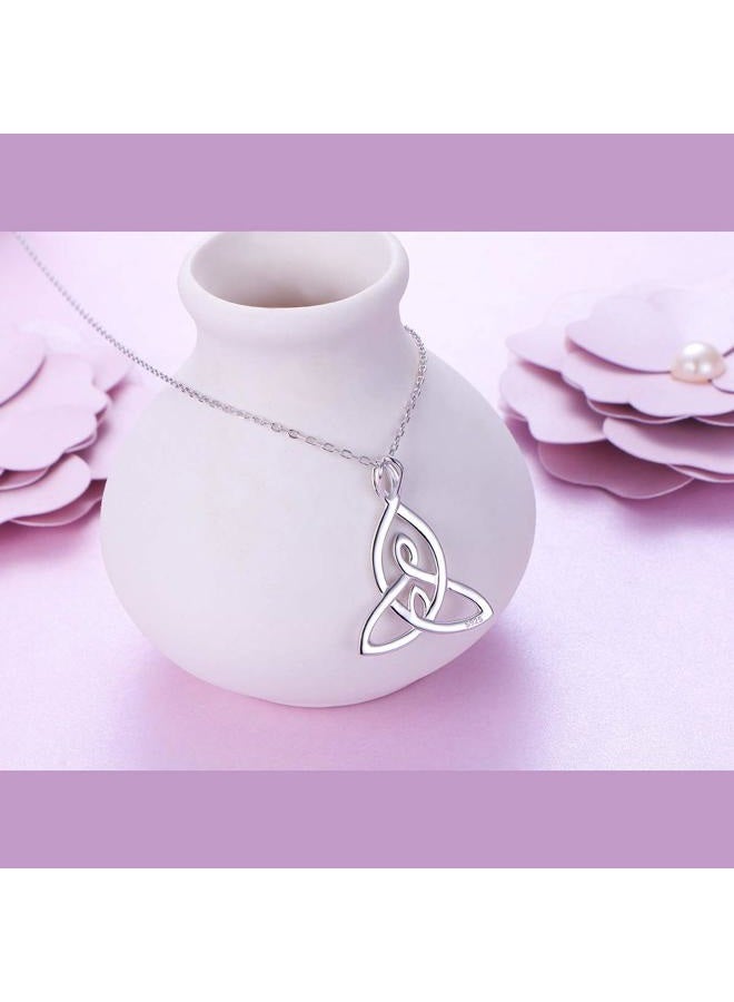 Flyow 925 Sterling Silver Celtic Motherhood Knot Necklace Jewelry for Women Mom Birthday Gift, 18 Inch, Sterling Silver, No Gemstone - Image 4